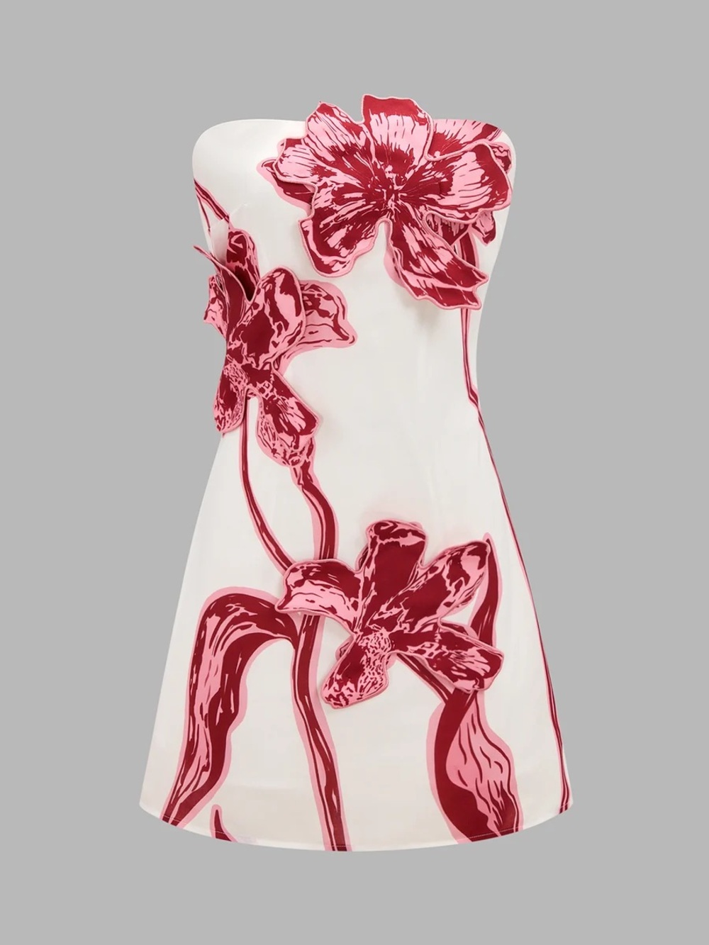 Commense  Floral Strapless Mini Dress
